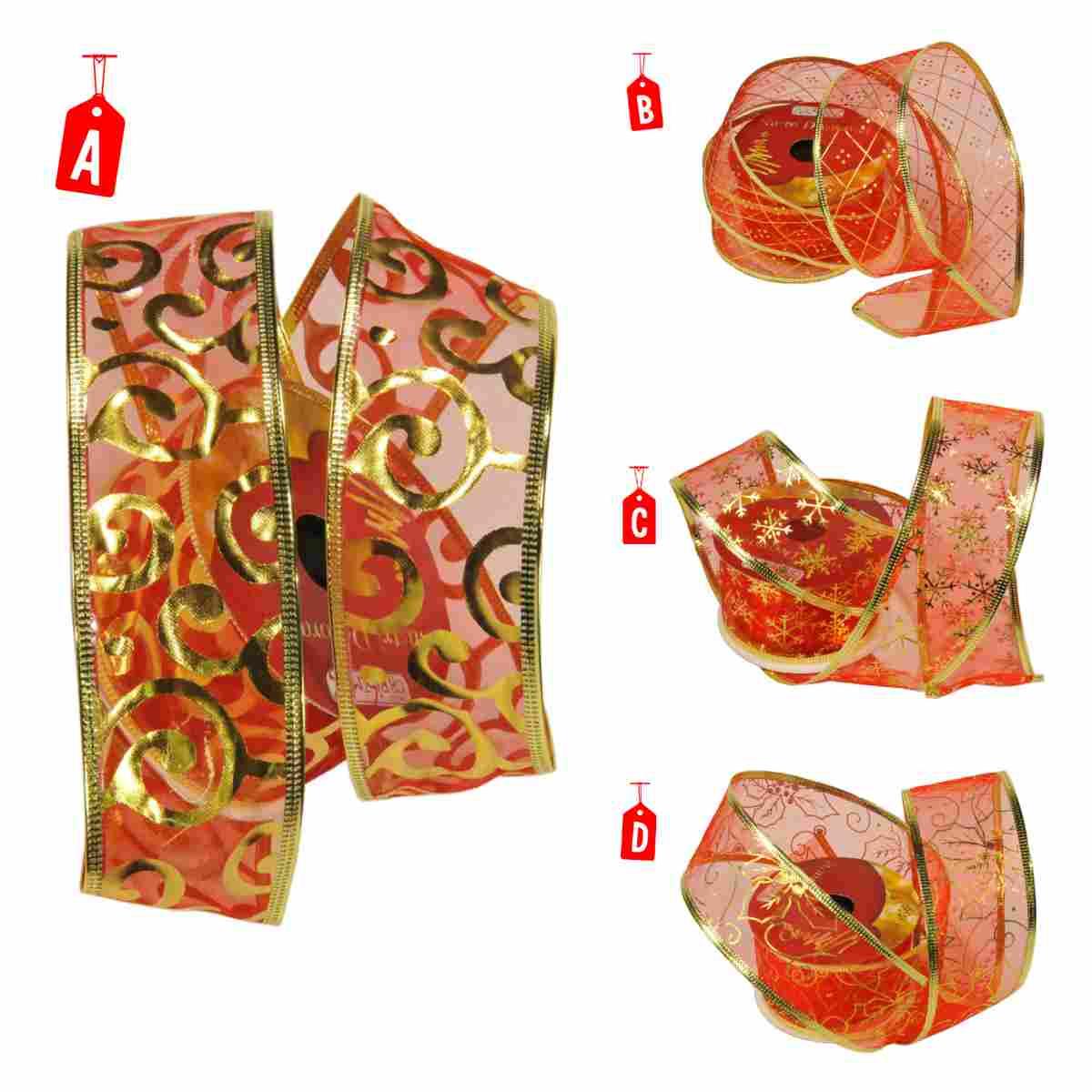 Nastro Regalo Natale 5,0xmt.2,7 Rosso 4 Modelli |M2 Store