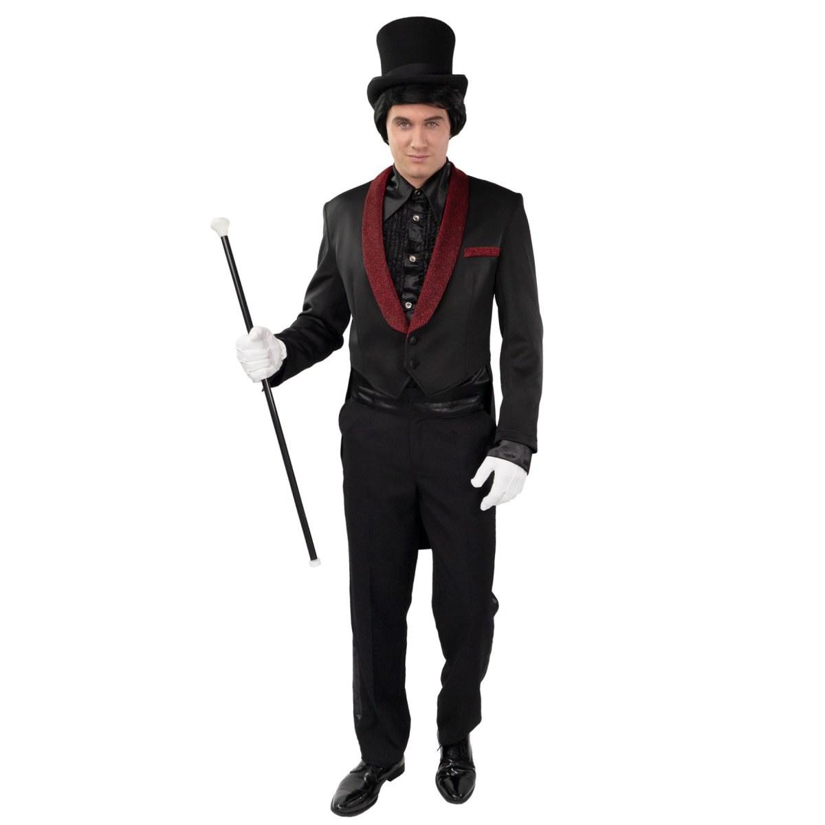 Giacca Frac Nera con Collo Rosso |Orlob