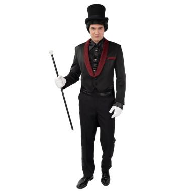 Giacca Frac Nera con Collo Rosso |Orlob