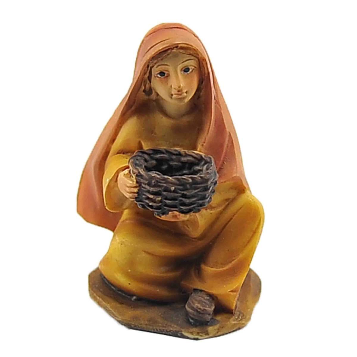 Statua cm.6 Bambino Seduto con Cesta | M2 Store