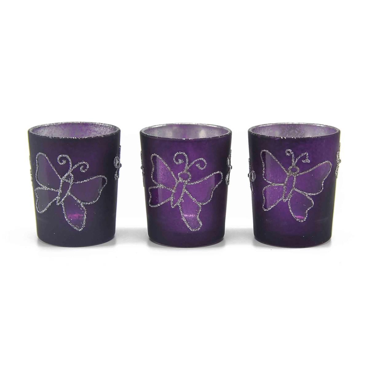 Portacandela Natale Vetro Farf/Viola p3 |M2 Store