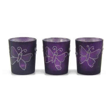 Portacandela Natale Vetro Farf/Viola p3 |M2 Store