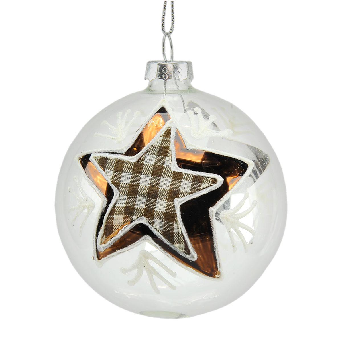 Pallina Natale Vetro cm.8 Trasparente Dec. Stella Set pz.3 |M2 Store