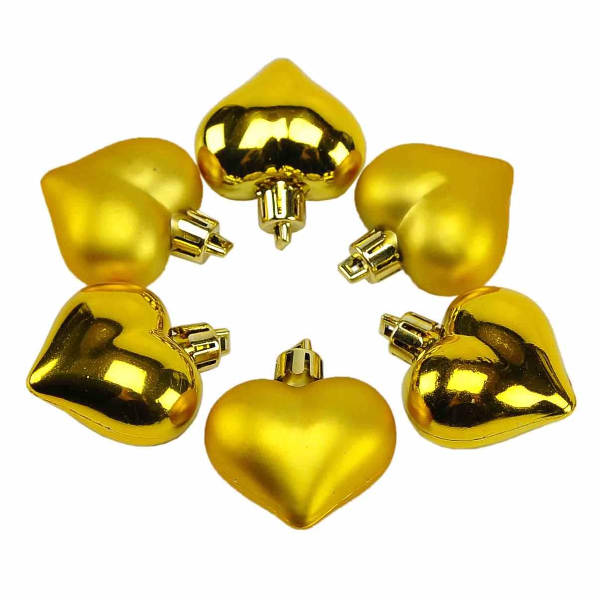 Pallina Natale cm.5 Cuore Oro Lucido Opaco Set pz.6 |Inge's Glass