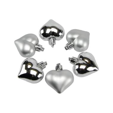 Pallina Natale cm.5 Cuore Argento Lucido/Opaco Set pz.6 |Inge's Glass