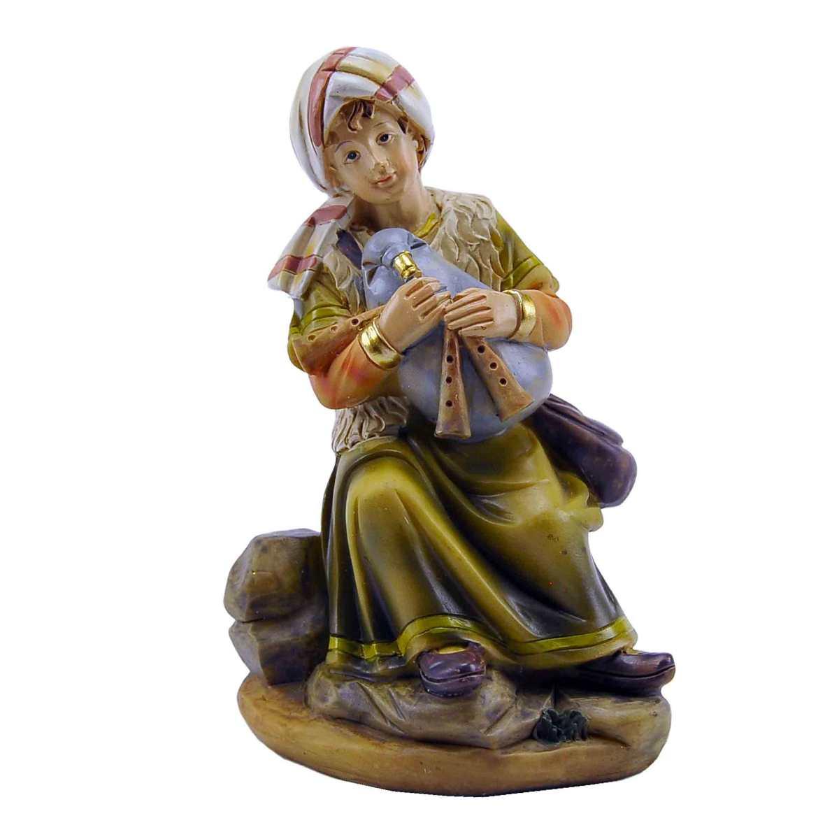 Statua cm.15 Pastore Seduto con Zampogne | M2 Store