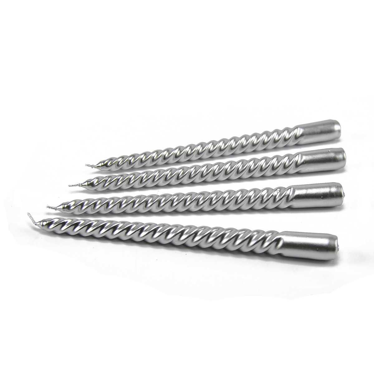 Candela cm.25 Tortiglione Argento pz.4 |M2 Store