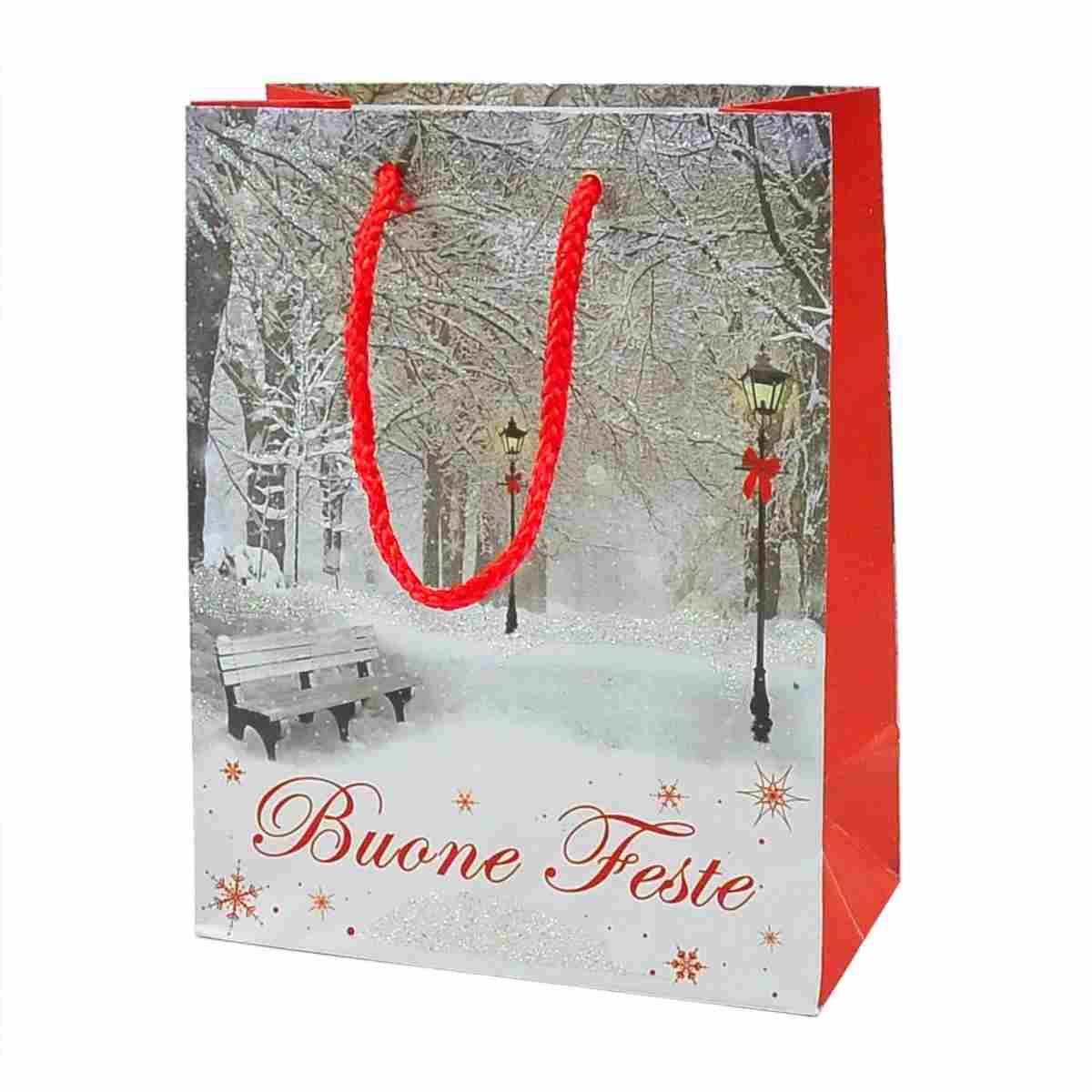 Busta Regalo Natale cm.18x14x7 Buone Feste |M2 Store