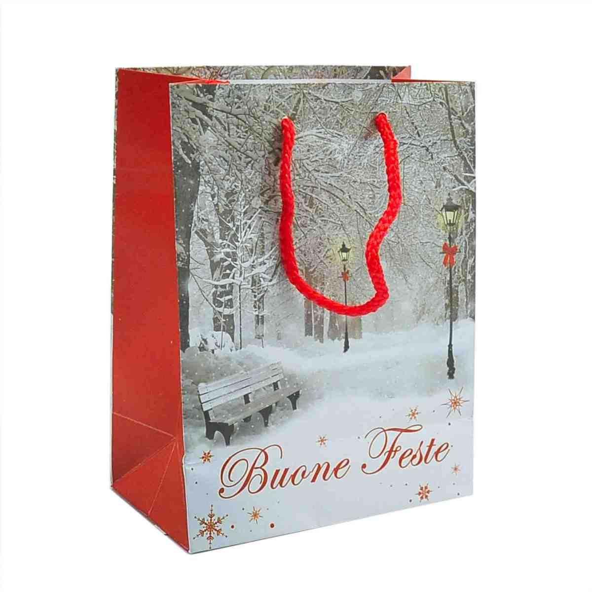 Busta Regalo Natale cm.18x14x7 Buone Feste |M2 Store