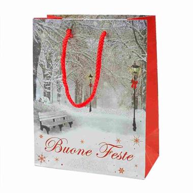 Busta Regalo Natale cm.18x14x7 Buone Feste |M2 Store