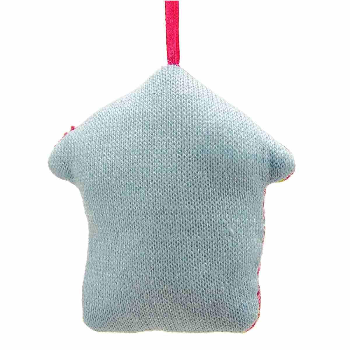 Decorazione Natalizia Casetta Lana cm.10 Rosa/Celeste |M2 Store