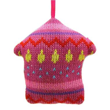 Decorazione Natalizia Casetta Lana cm.10 Rosa/Celeste |M2 Store