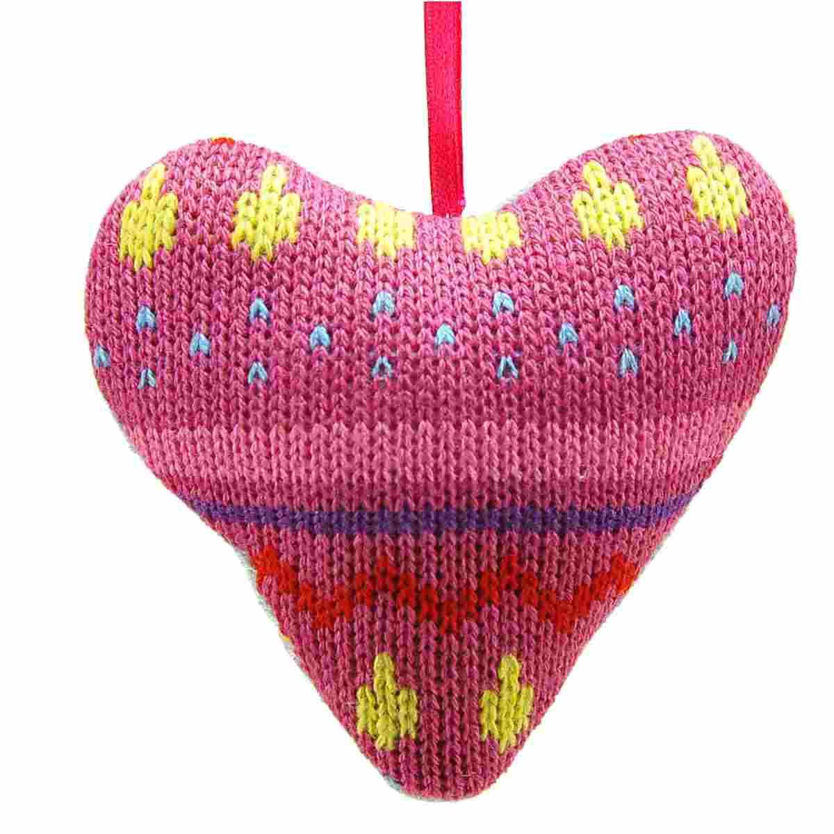 Decorazione Natalizia Cuore Lana cm.10 Rosa/Celeste |M2 Store