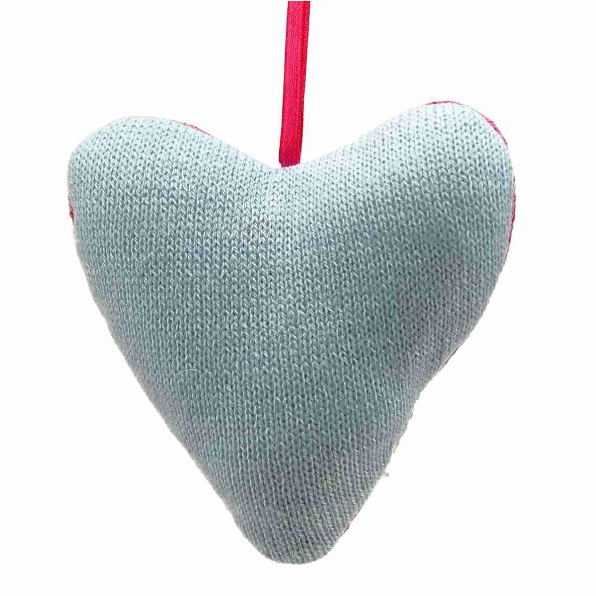 Decorazione Natalizia Cuore Lana cm.10 Rosa/Celeste |M2 Store