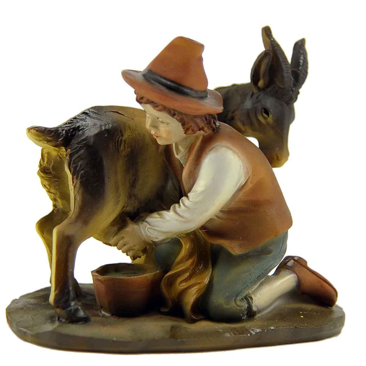 Statua cm.15 Bambino Che Munge La Capretta | M2 Store