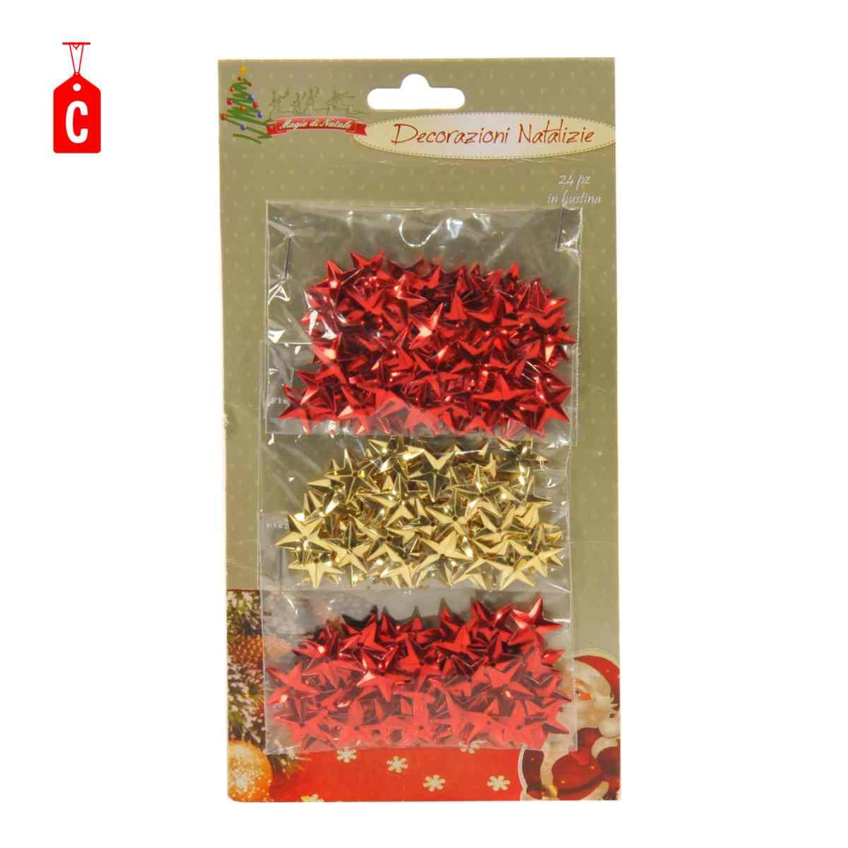 Decorazione Natalizia Stelline Oro Rosso mm.15 3 Modelli |M2 Store