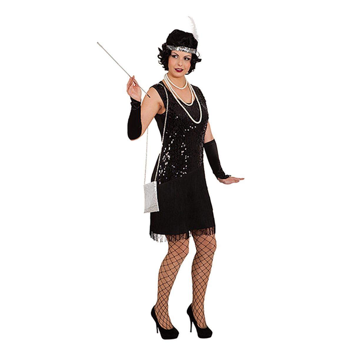 Costume Charleston Nero con Frange e Paillettes |Orlob