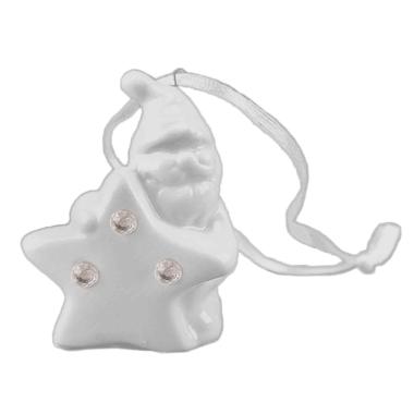 Decorazione Natalizia Babbo Natale Ceramica con Diamantini cm.h7 |M2 Store