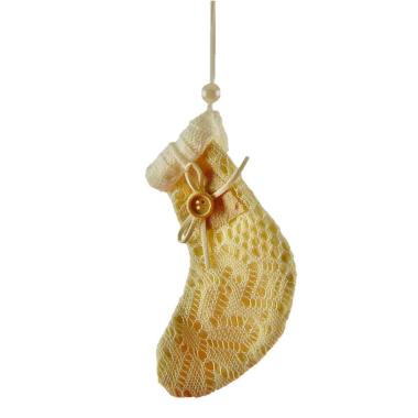 Decorazione Natalizia Calza Merletto Beige 10xh12 |M2 Store