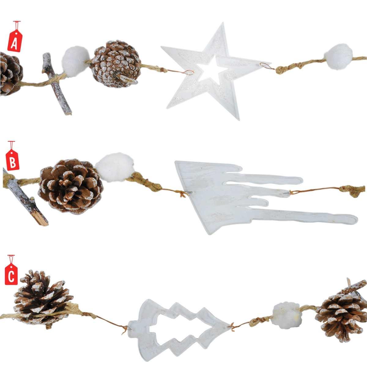 Ghirlanda cm.190 con Pigne Stelle e Fiocchi Neve