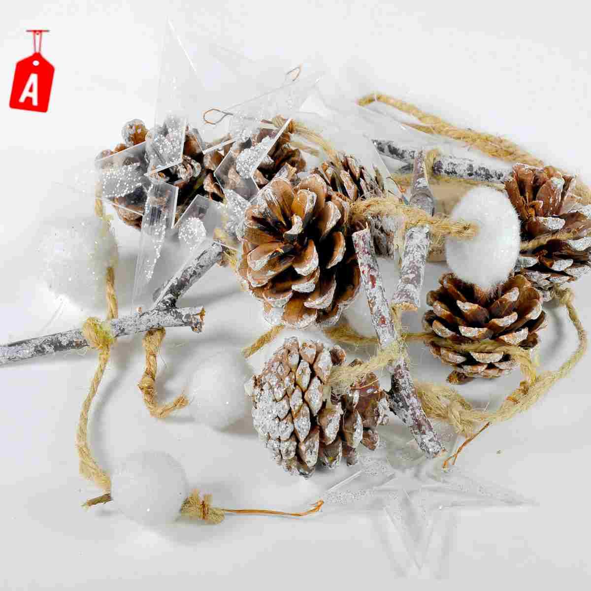 Ghirlanda cm.190 con Pigne Stelle e Fiocchi Neve