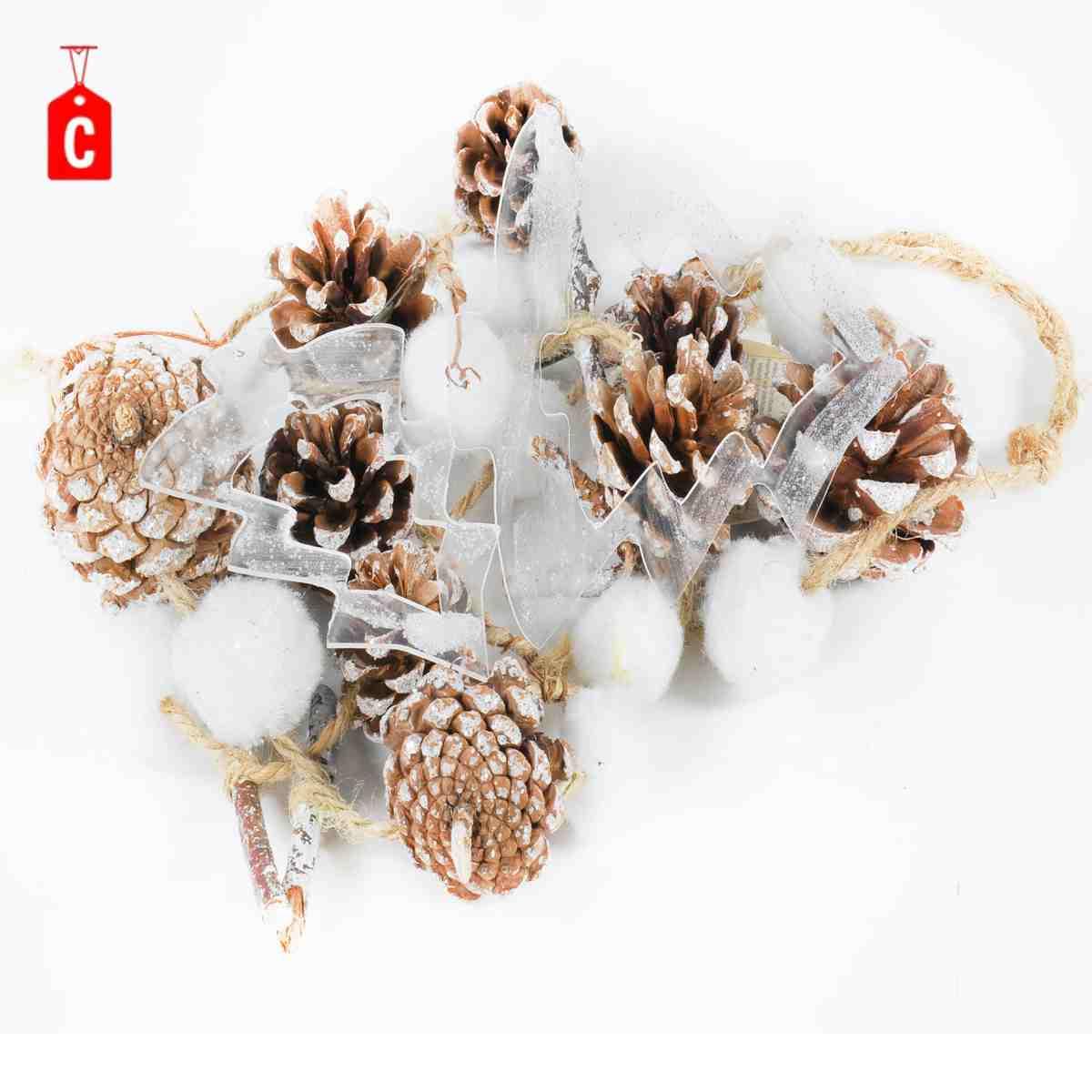 Ghirlanda cm.190 con Pigne Stelle e Fiocchi Neve