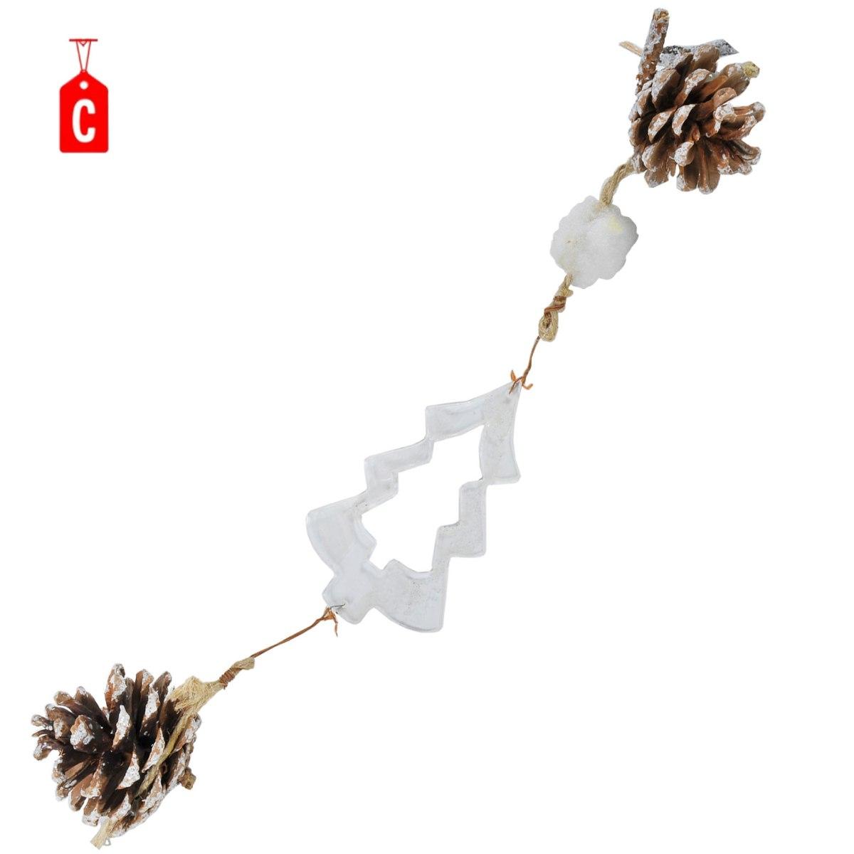 Ghirlanda cm.190 con Pigne Stelle e Fiocchi Neve