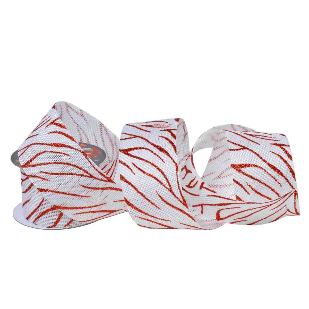 Nastro Juta Bianco/Rosso Glitter cm.200xH5