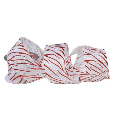 Nastro Juta Bianco/Rosso Glitter cm.200xH5