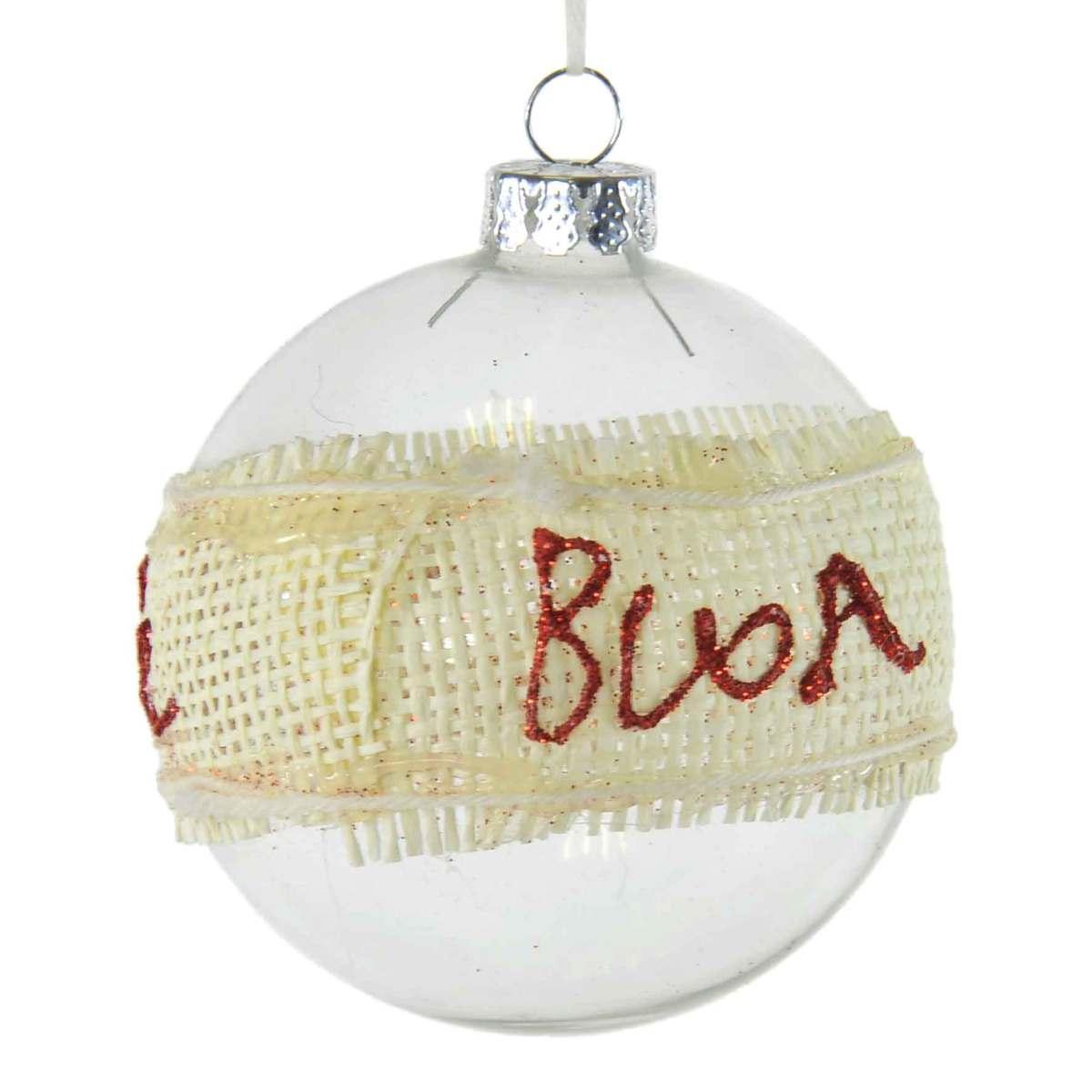 Pallina Natale Vetro cm.8 Trasparente Dec.Juta Buon Natale |M2 Store