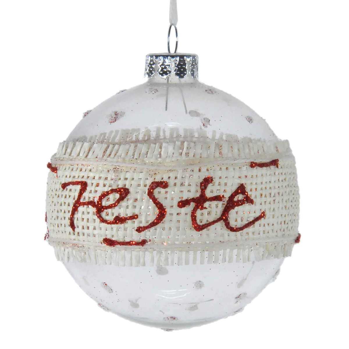 Pallina Natale Vetro cm.8 Trasp Dec. Juta Buone Feste |M2 Store