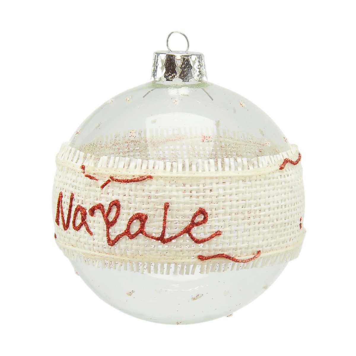 Pallina Natale Vetro cm.10 Trasparente Juta Buon Natale |M2 Store