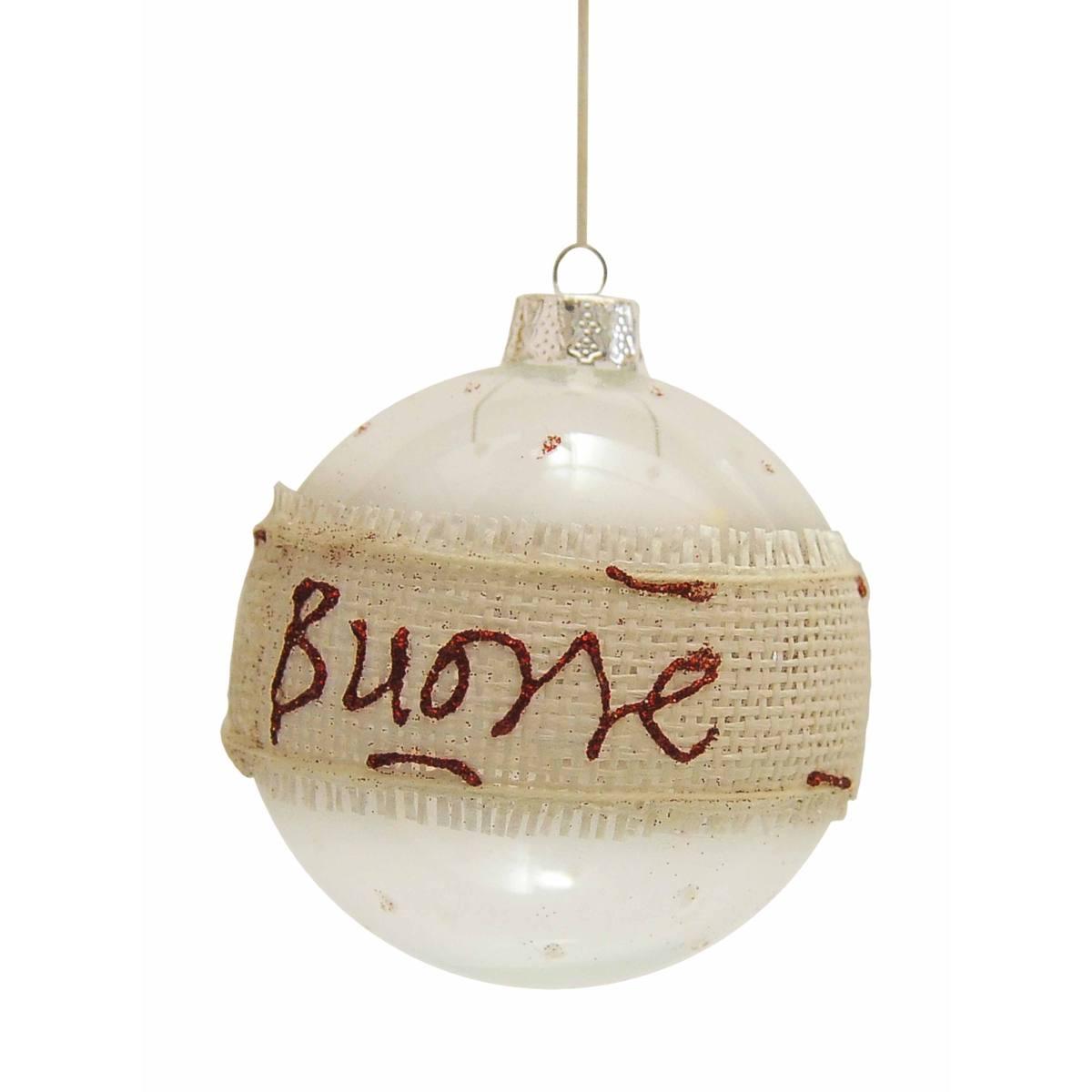 Pallina Natale Vetro cm.10 Trasparente Juta Buone Feste |M2 Store