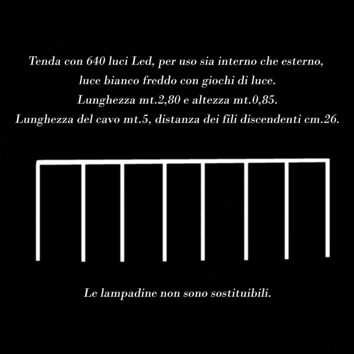 Luci Natale Tenda Esterno LED 640 Bianco Freddo cm,280xh85 |M2 Store