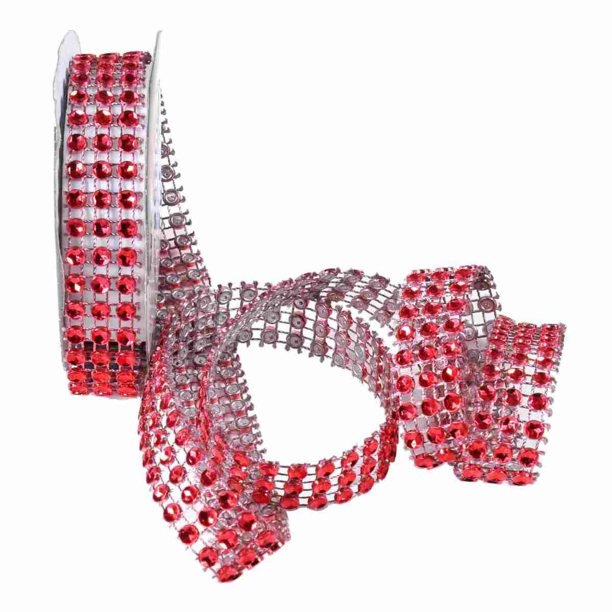 Nastro Strass Rosso cm.90xH1,5