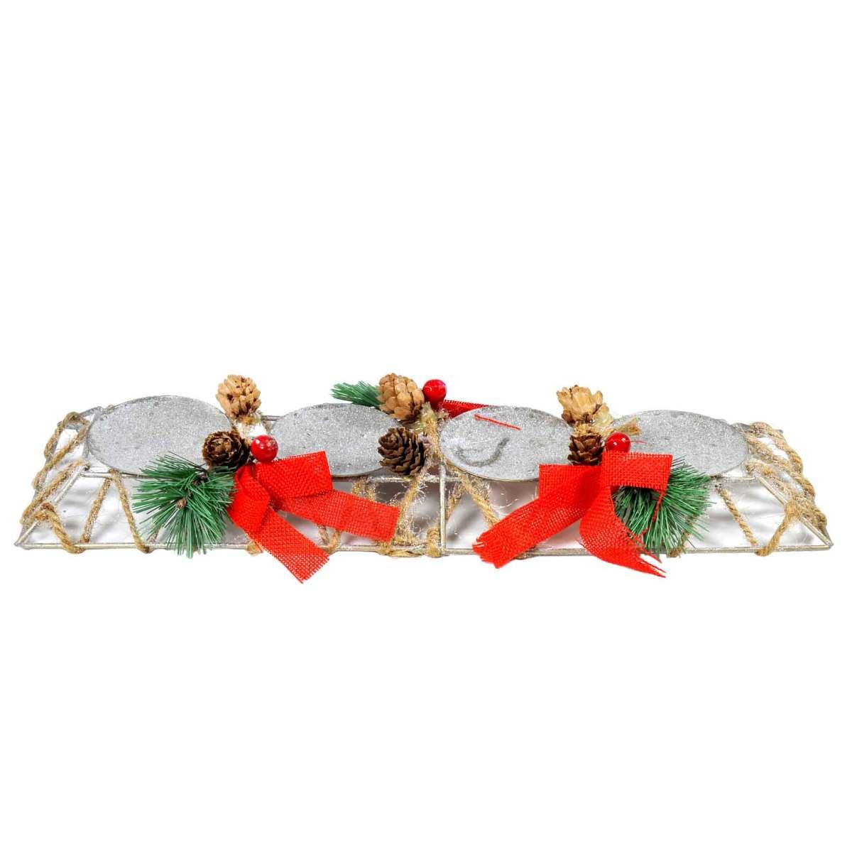 Portacandela Natale Filo Ferro Juta cm.35x10xh3 |Gicos