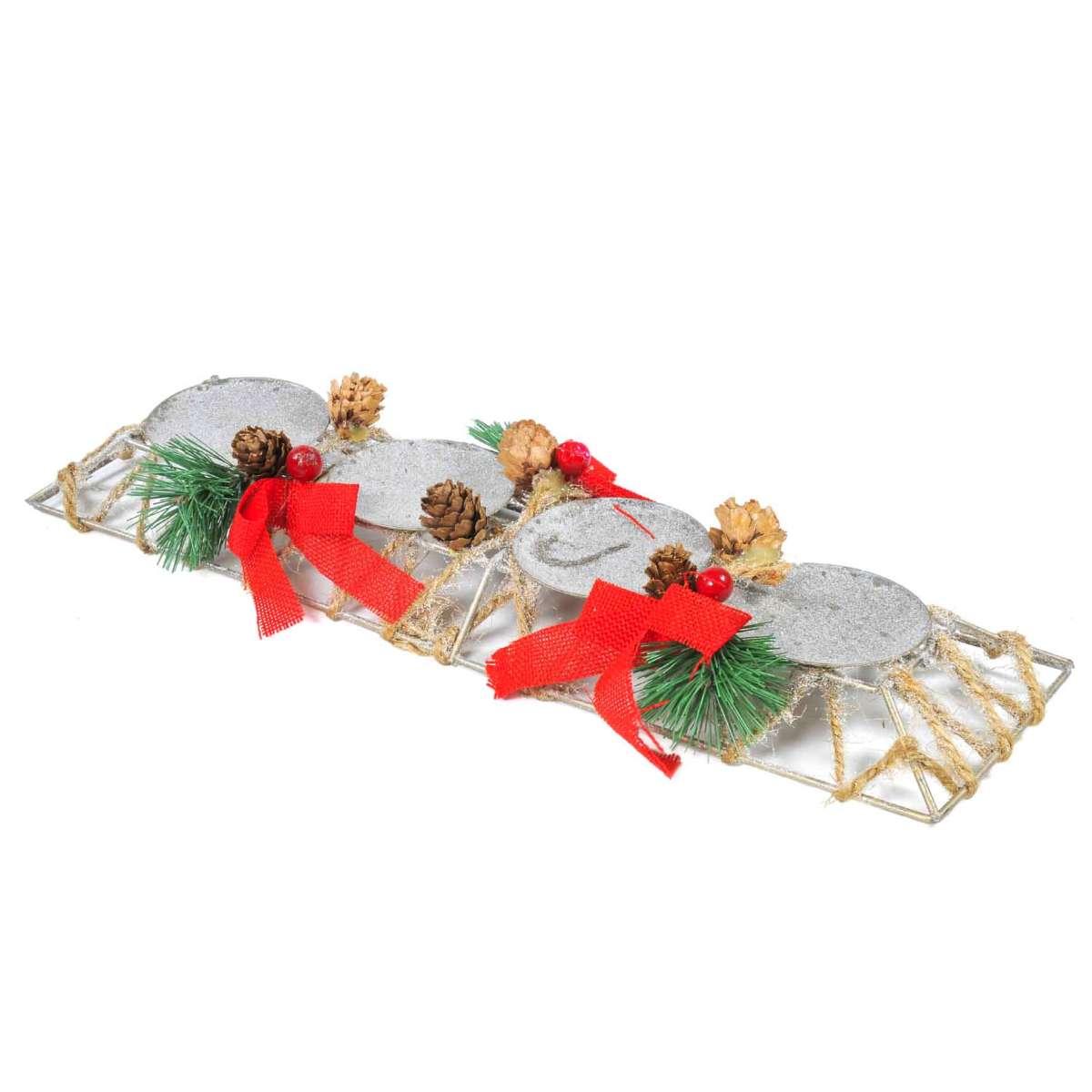 Portacandela Natale Filo Ferro Juta cm.35x10xh3 |Gicos
