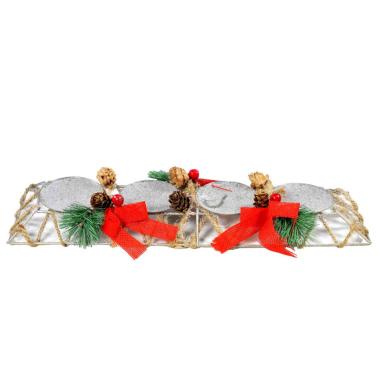 Portacandela Natale Filo Ferro Juta cm.35x10xh3 |Gicos