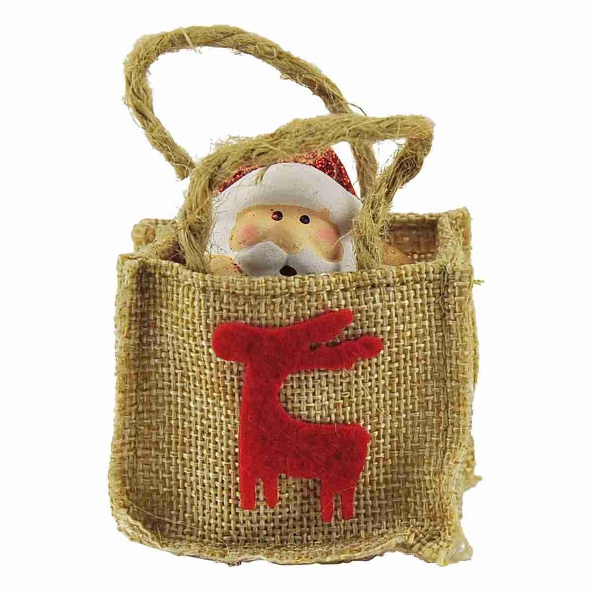 Borsetta Juta con Babbo Natale Ceramica cm.4x3xh8 |M2 Store