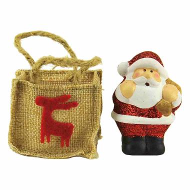 Borsetta Juta con Babbo Natale Ceramica cm.4x3xh8 |M2 Store