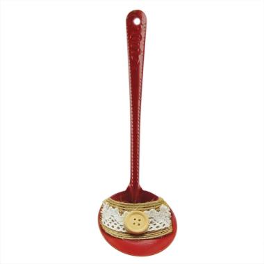 Decorazione Natalizia Mestolo Metallo Rosso con Merletto |M2 Store