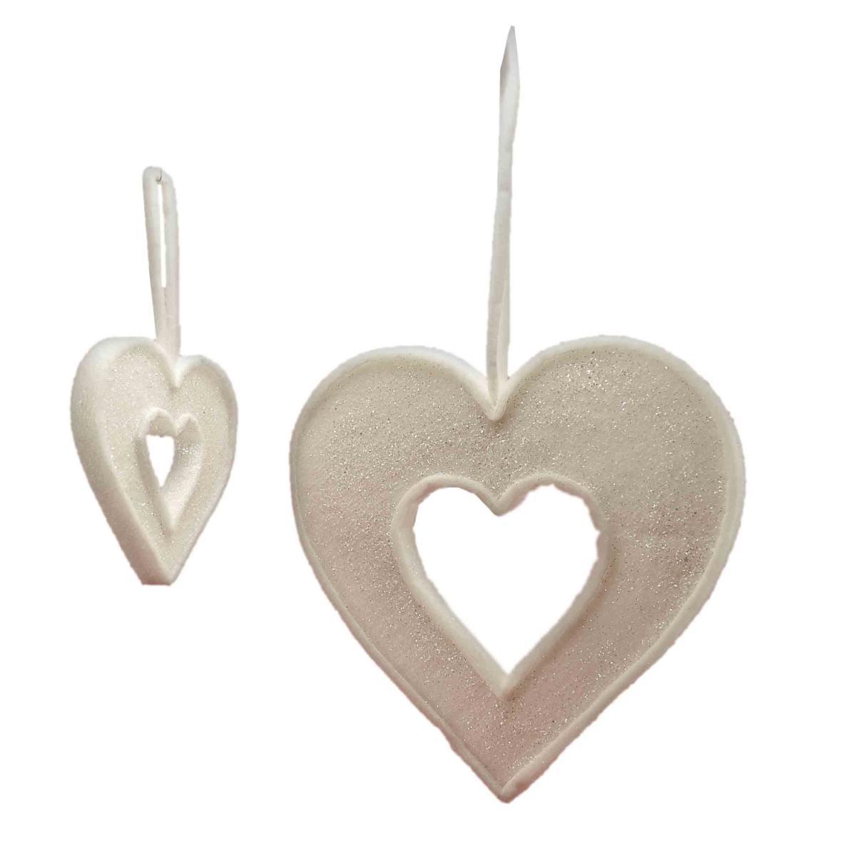 Decorazione Natalizia Cuori Bianchi cm.22/42 Set da pz.2 |M2 Store