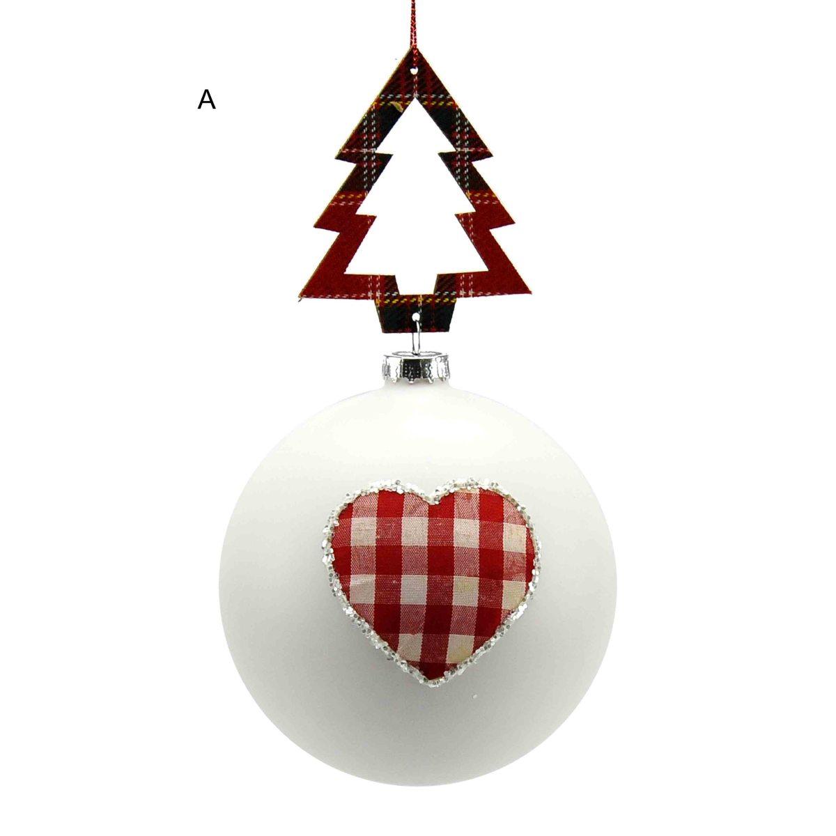 Pallina Natale Vetro cm.10 Bianca Opaca con Cuore |M2 Store