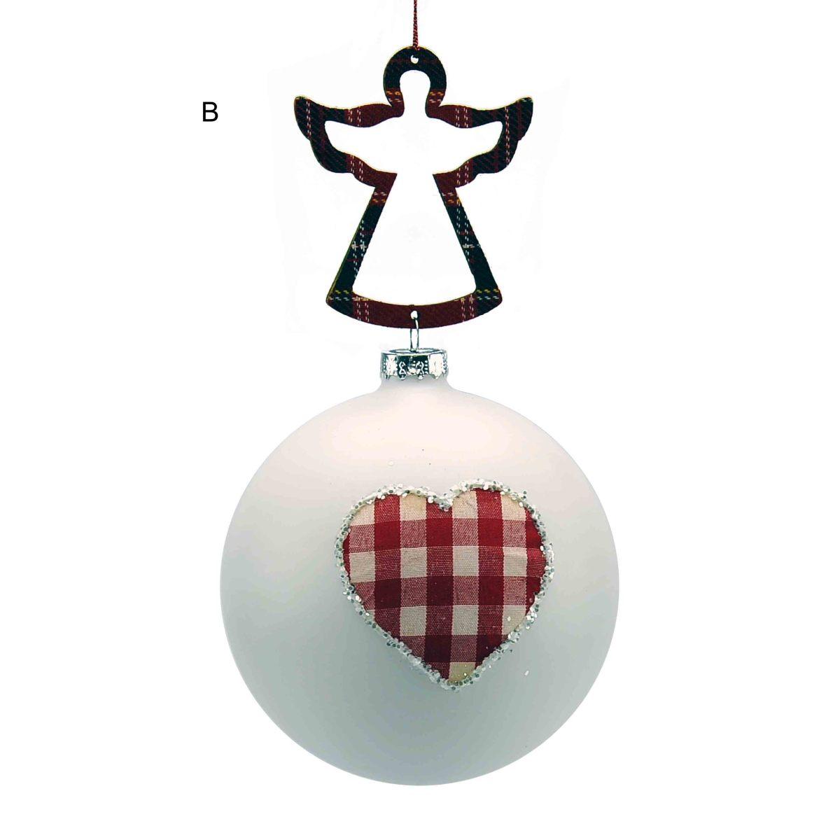 Pallina Natale Vetro cm.10 Bianca Opaca con Cuore |M2 Store