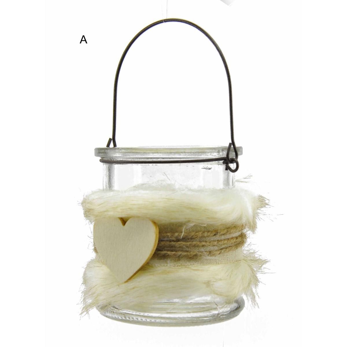 Portacandela Natale Vetro con Pelliccia 2 Modelli |M2 Store