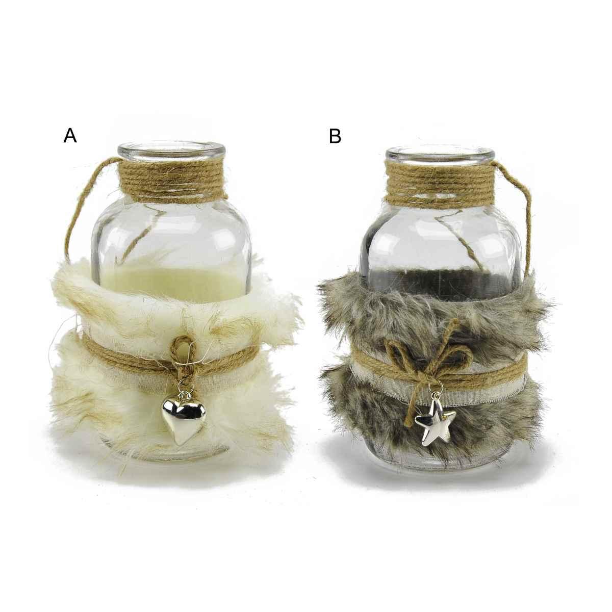 Portacandela Natale Vetro Bott. con Pell. 2 Modelli |M2 Store