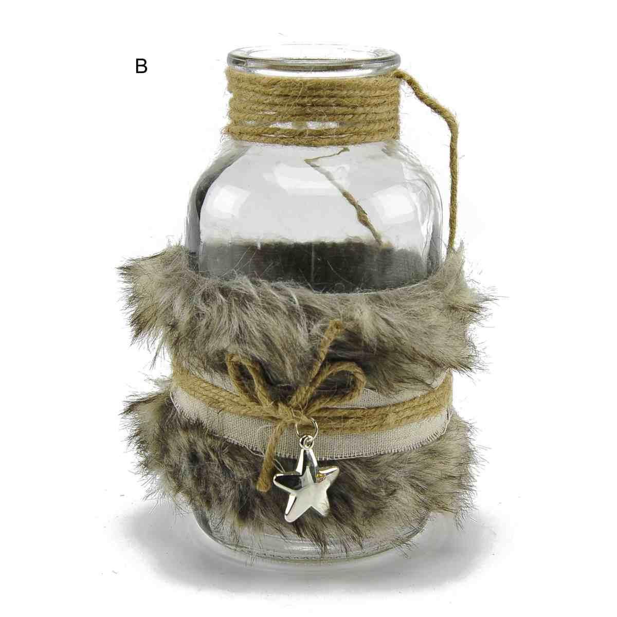 Portacandela Natale Vetro Bott. con Pell. 2 Modelli |M2 Store