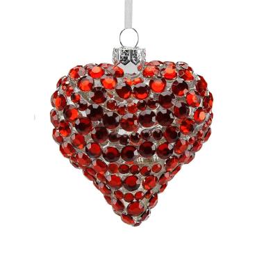 Pallina Natale Vetro cm.8 Cuore Rosso con Strass |M2 Store
