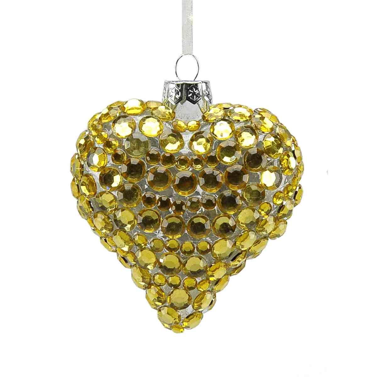 Pallina Natale Vetro cm.8 Cuore Oro con Strass |M2 Store