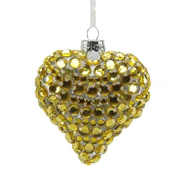 Pallina Natale Vetro cm.8 Cuore Oro con Strass |M2 Store